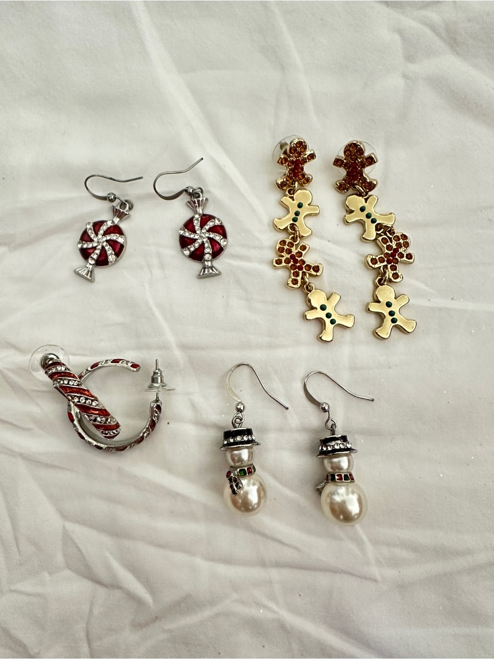 Holiday Gingerbread and Candy Drop Earrings - Gold & Red Bundle $15